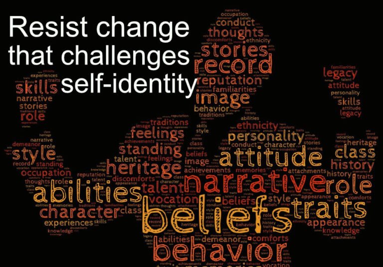 People resist change that threatens self-identity, self-conception, and status.